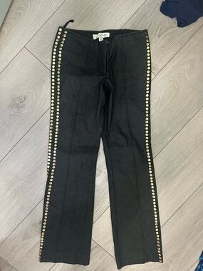 Women’s Ester Chen Y2K designer Black Stud-Trim Bootcut Jeans